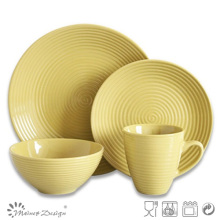 16PCS Yellow Round Swirl Ceramic Dinner Set